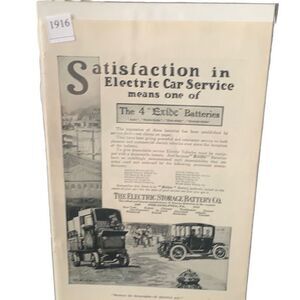 Vintage 1917 Electric Storage Battery Company Exide Ad Advertisement